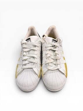 Adidas White & Gold Superstar Sneakers
